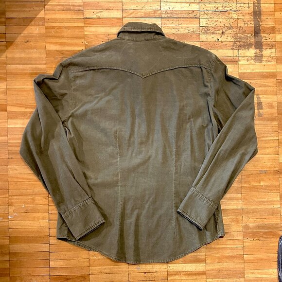 VINTAGE KHAKI DIESEL WESTERN STYLE PRE-WASHED CORDUROY SHIRT - Picture 2 of 9